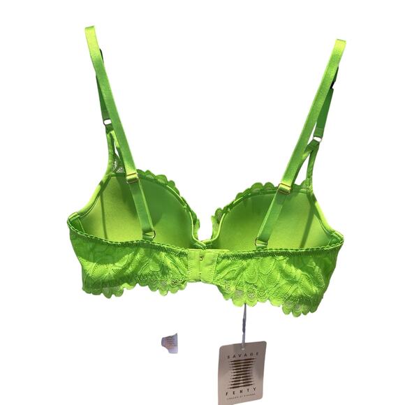 NWT Savage X Fenty Lace Textured Lime Green Bra Size 34D - Picture 2 of 7